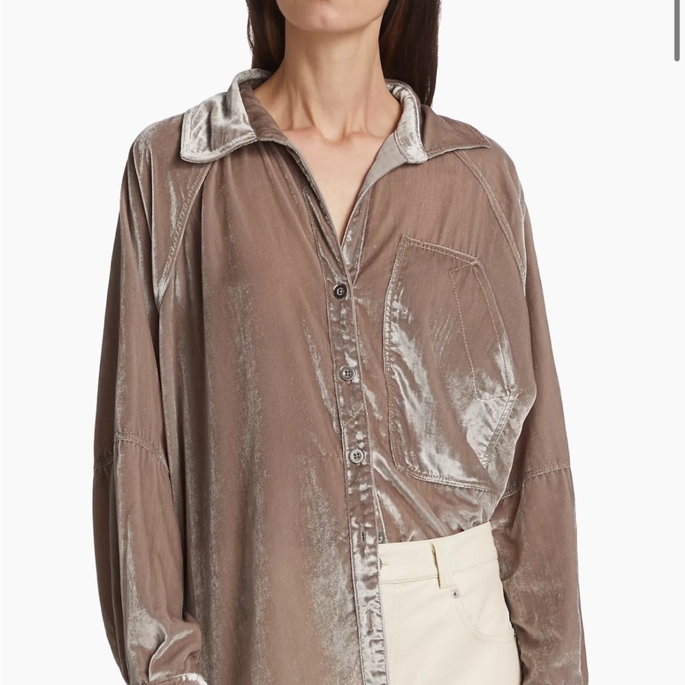NWT FREE PEOPLE Velvet Button Up Shirt